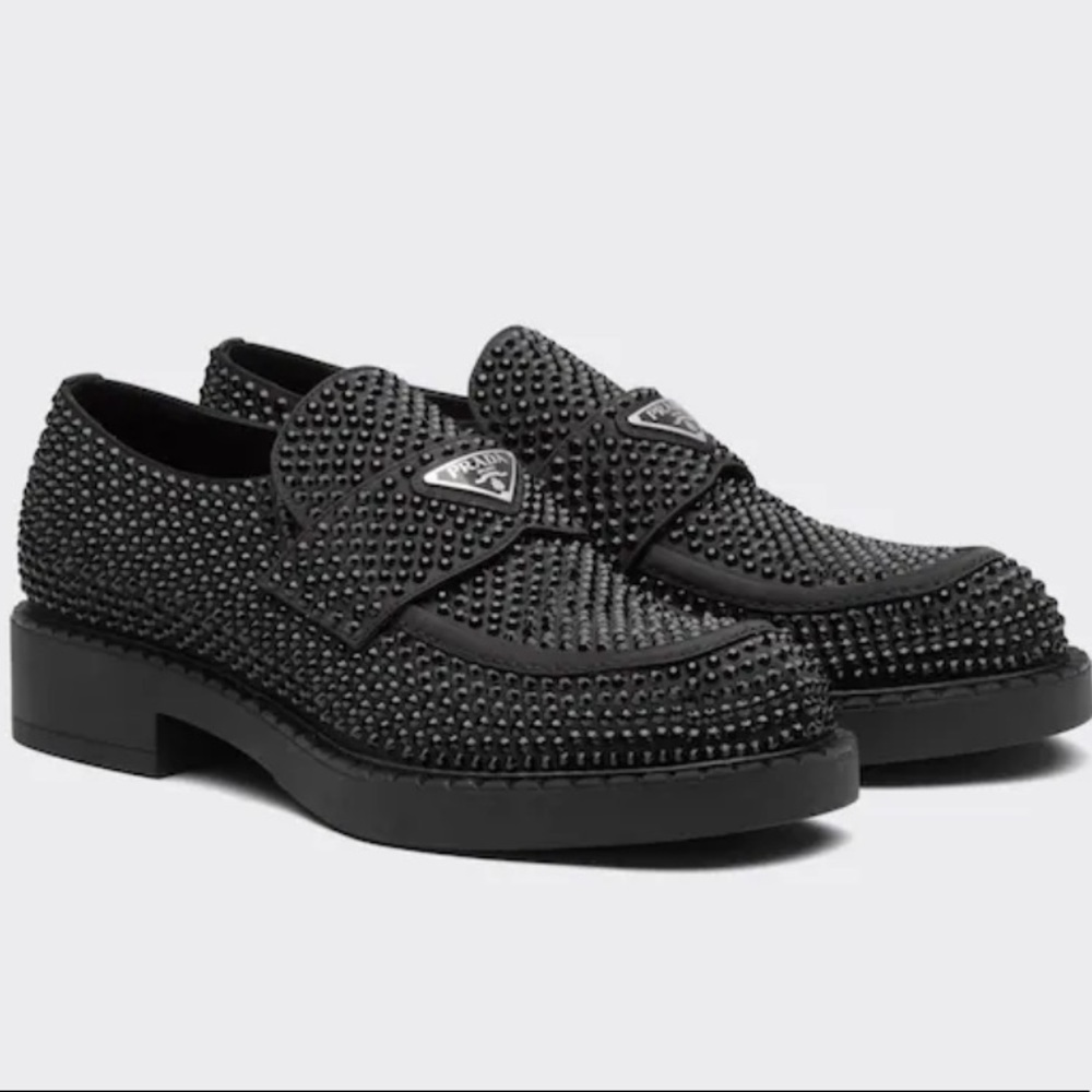 Prada authentic loafers with crystals